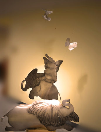 Flight, etched metal sculpture
