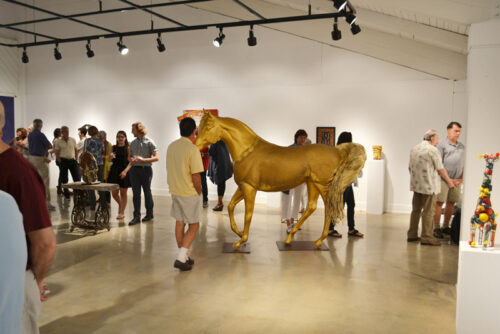 Etched metal sculpture at Monmouth Museum