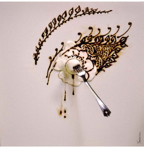 We'll Grow on You- II, relief painting on henna, by Tania Sen