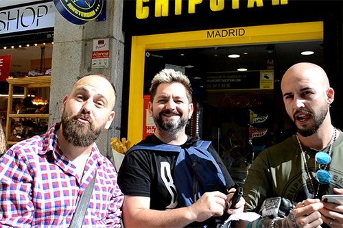 Three friends in Madrid, Spain