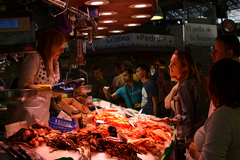 La Boqueria Fish market, Barcelona, Spain