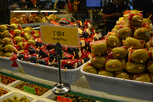 Olives at Mercado San Miguel, Madrid, Spain