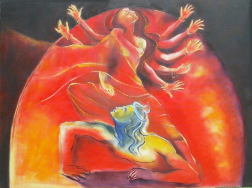 An Anecdote on Archetypes, Durga, oil on canvas